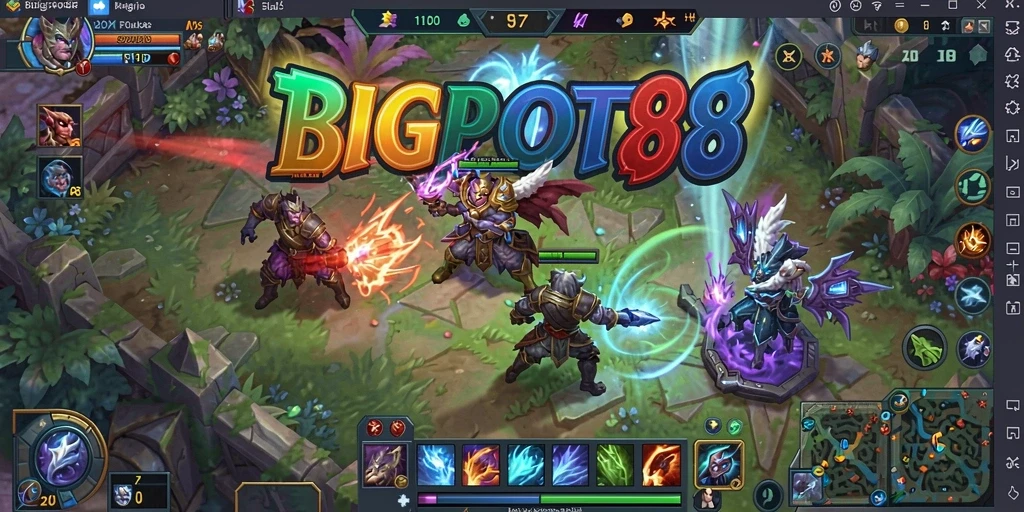 Screenshot gameplay <strong>BIGPOT88</strong> yang menunjukkan pertarungan tim yang intens.