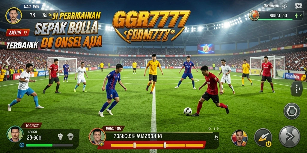 Tangkapan layar GGR7777 menampilkan aksi intens di lapangan sepak bola.