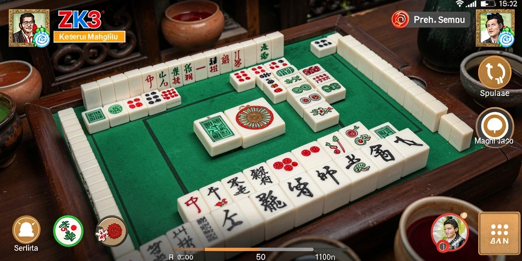 Tampilan gameplay ZK3 yang menarik dengan elemen Mahjong klasik.